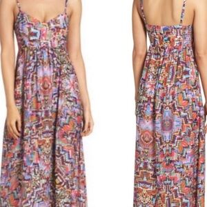 Felicity & Coco Colorful Silky Abstract Maxi Dress XS